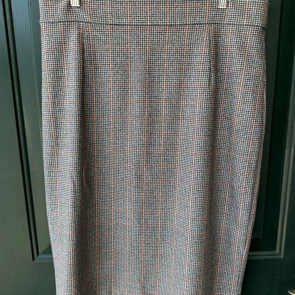 Antonio Melani Sz 12 Gray and Peach Coral Check Pencil Skirt Career Classic - Picture 1 of 7